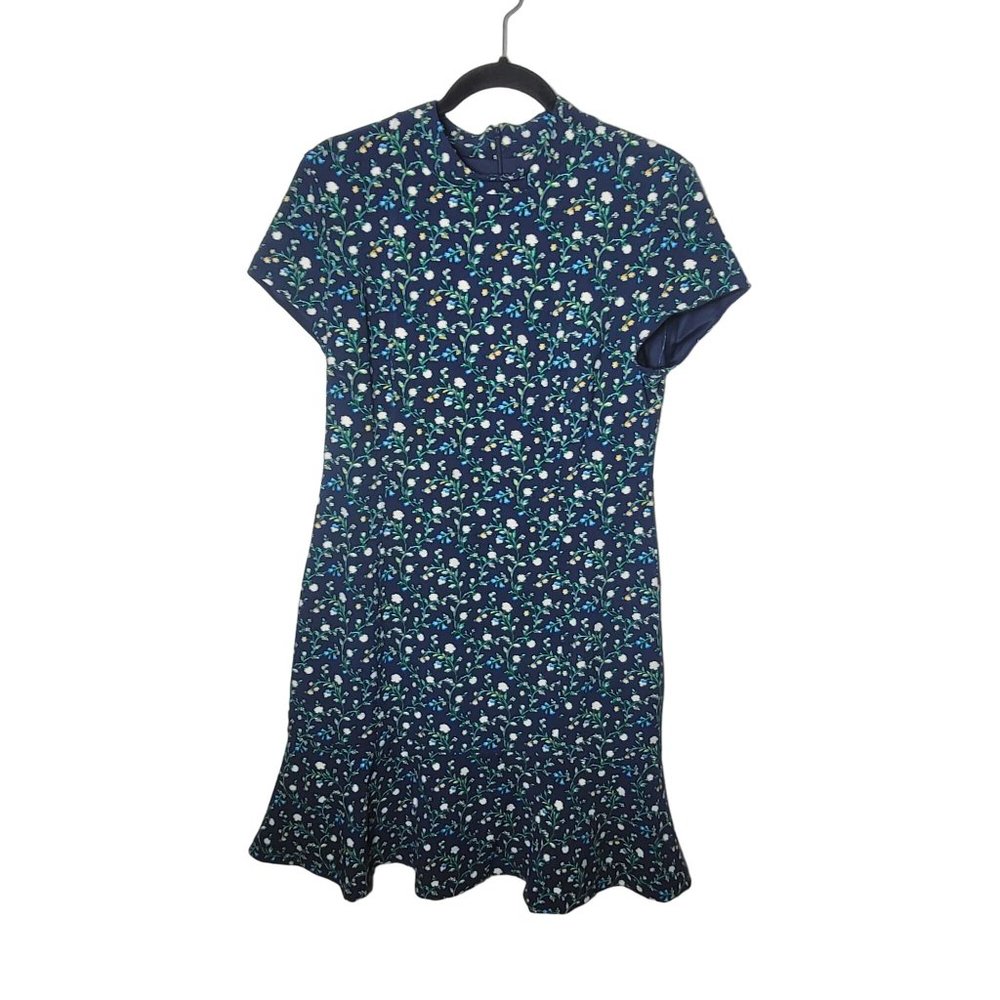 Lark & Ro Navy Blue Floral Short-Sleeve Dress